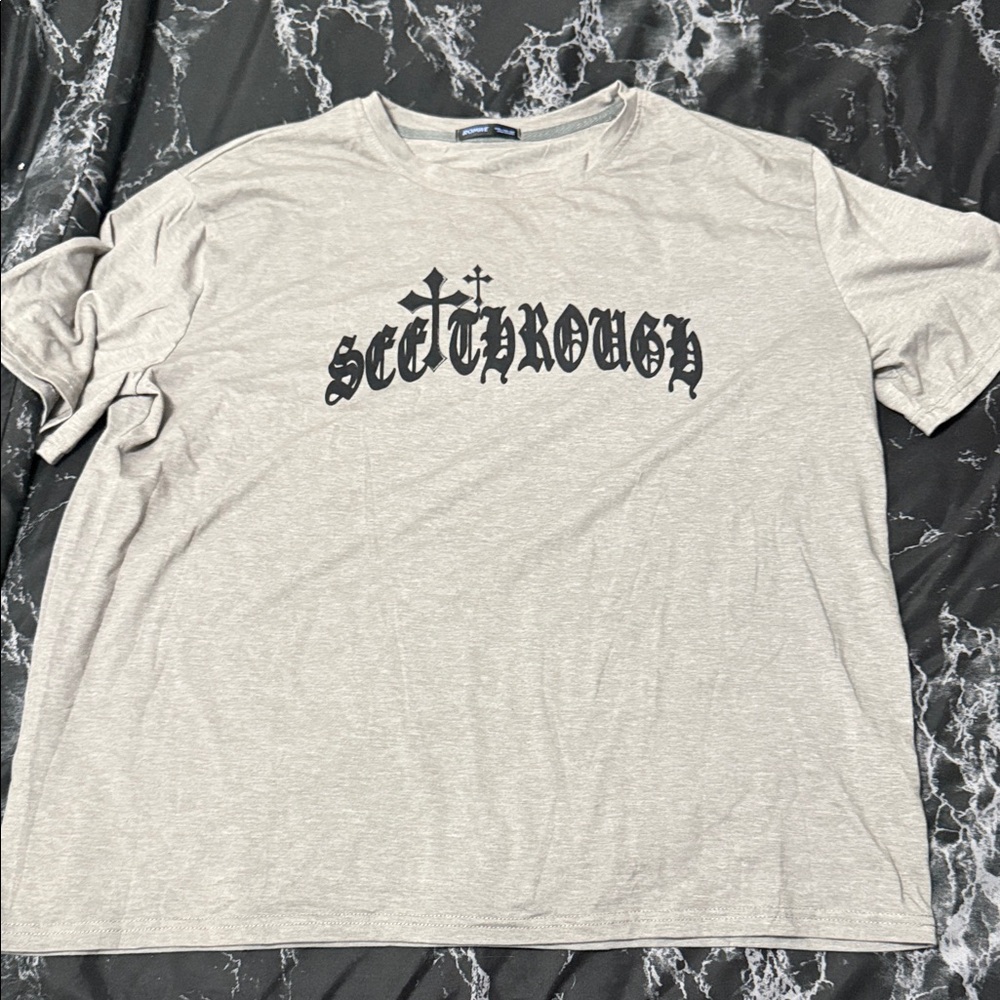 ROMWE Light Gray Graphic Tee
